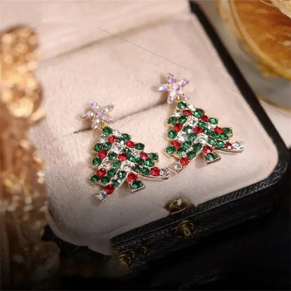Skorter | Colorful Festive Zircon Christmas Tree Earrings For Women