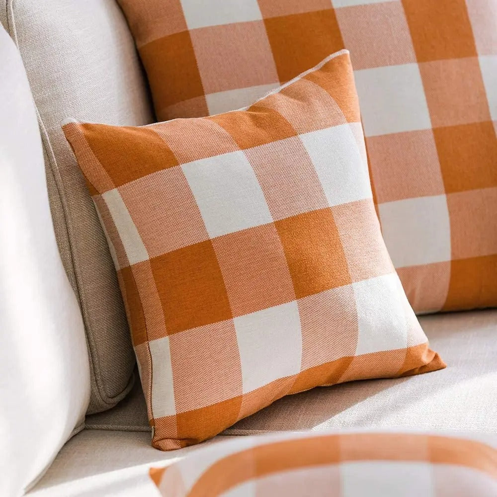 Skorter | Cozy Checked Cushion Cover in Country Style – Autumn Plaid (1+1 FREE)