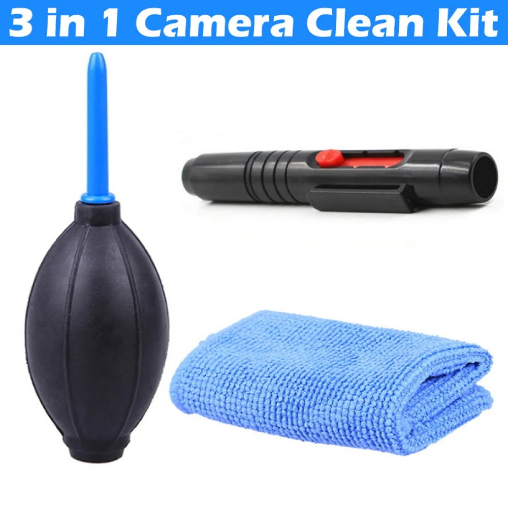 Skorter | 3 in 1 Portable Camera Clean Kit Lens Cleaning Cleaner Dust Pen Blower Cloth Kit for Camera, Videos, Lenses, CCD