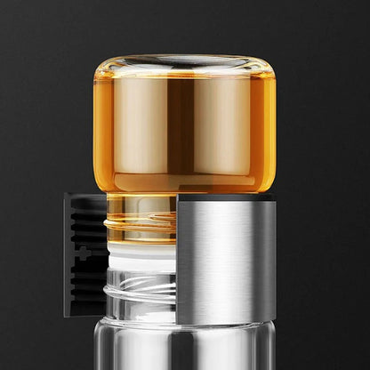 Skorter | Thermos Bottle with Tea Filter – Glass & Wood – Double-Walled – 500 ml – ClearTherm