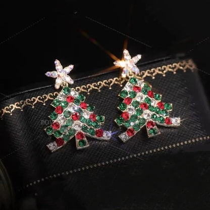 Skorter | Colorful Festive Zircon Christmas Tree Earrings For Women