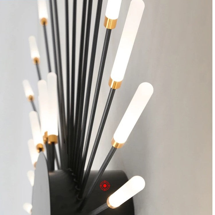 Skorter | Modern Industrial Ceiling Lamp Sputnik Fireworks | Black & Gold Finish. LED Lighting for Living Room. Dining Room & Bedroom Decor