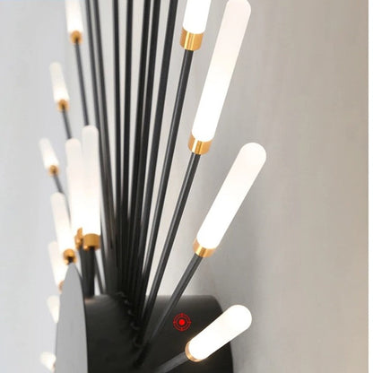 Skorter | Modern Industrial Ceiling Lamp Sputnik Fireworks | Black & Gold Finish. LED Lighting for Living Room. Dining Room & Bedroom Decor