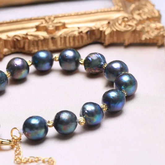 Skorter | Adjustable Bracelet With Natural Baroque Pearl Beads For Women
