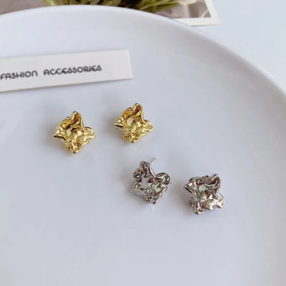 Skorter | Unique Metallic Crumpled Small Stud Earrings For Women