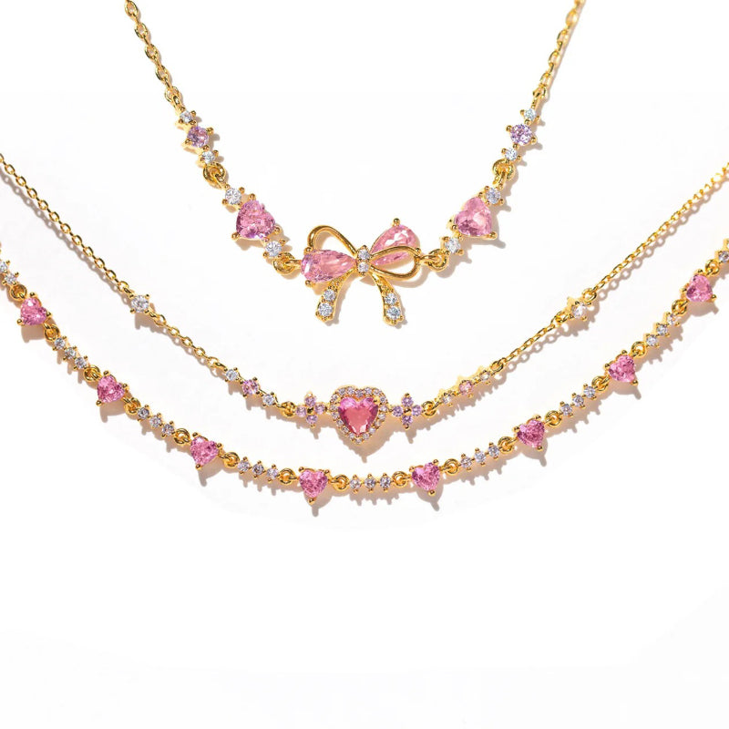 Skorter | Cute And Sweet Bowknot Heart Chain Zircon Bracelets