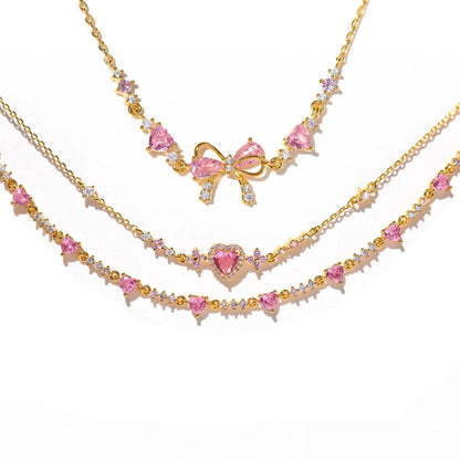 Skorter | Cute And Sweet Bowknot Heart Chain Zircon Bracelets
