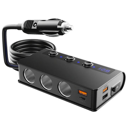 Skorter | 4-Port Car Fast Charger Adapter - Cigarette Lighter Sockets & USB Ports