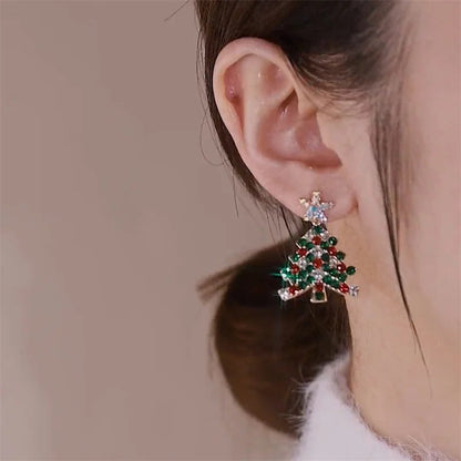 Skorter | Colorful Festive Zircon Christmas Tree Earrings For Women