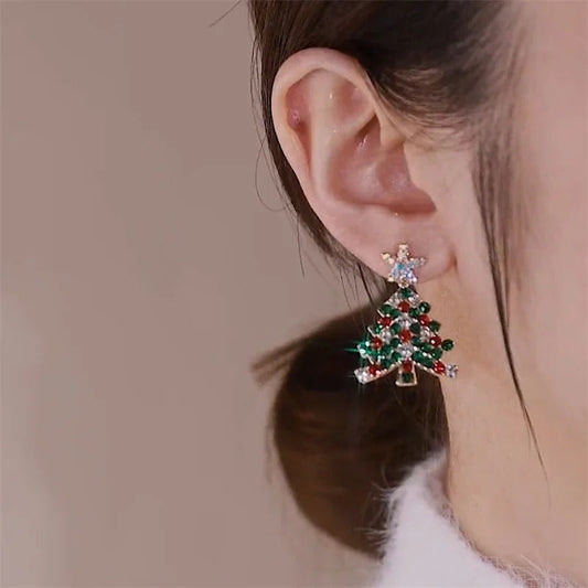 Skorter | Colorful Festive Zircon Christmas Tree Earrings For Women