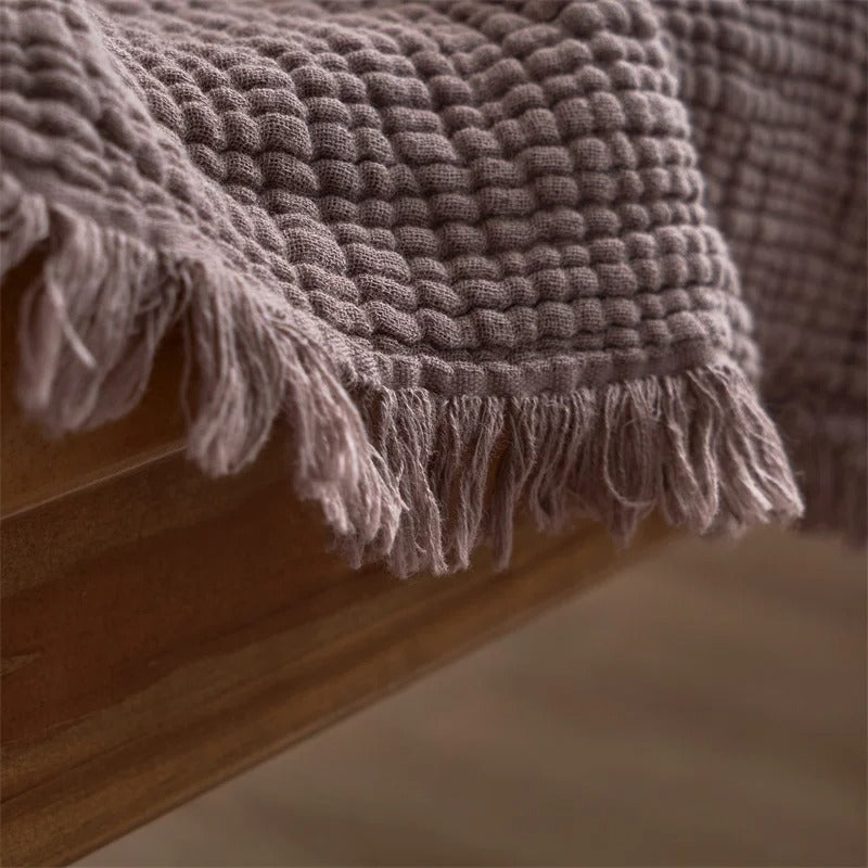 Skorter | Allison Tassel Cotton Blanket 100% Woven Throw Blanket