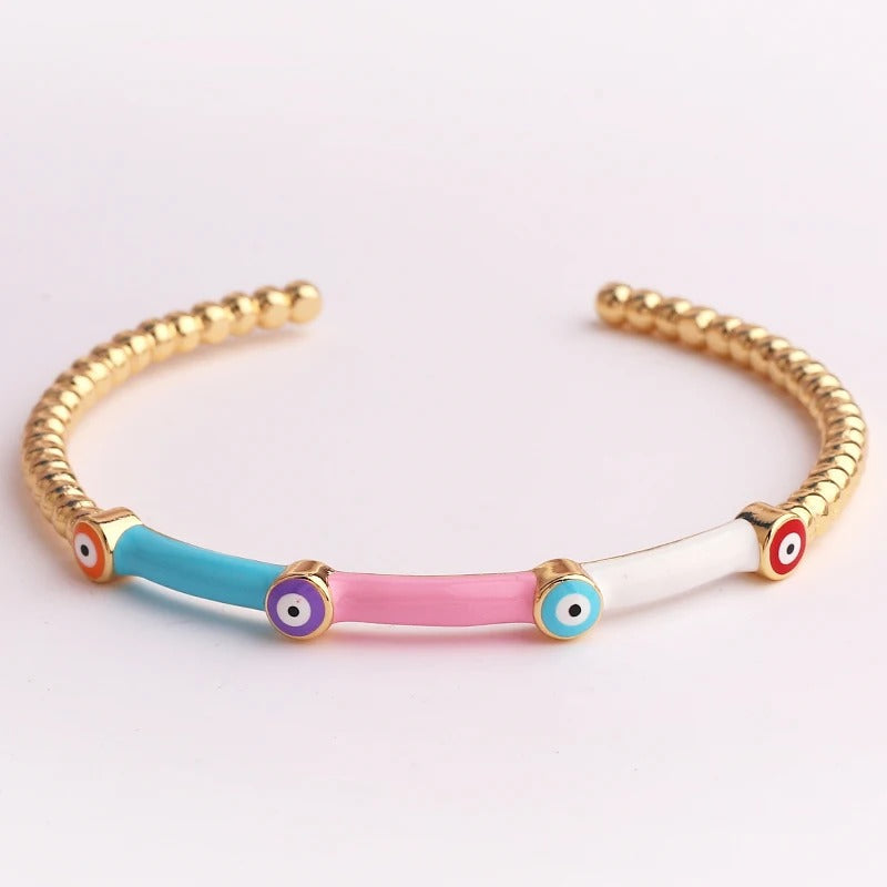 Skorter | Colorful Lucky Eye Open Cuff Bangle Bracelet For Women
