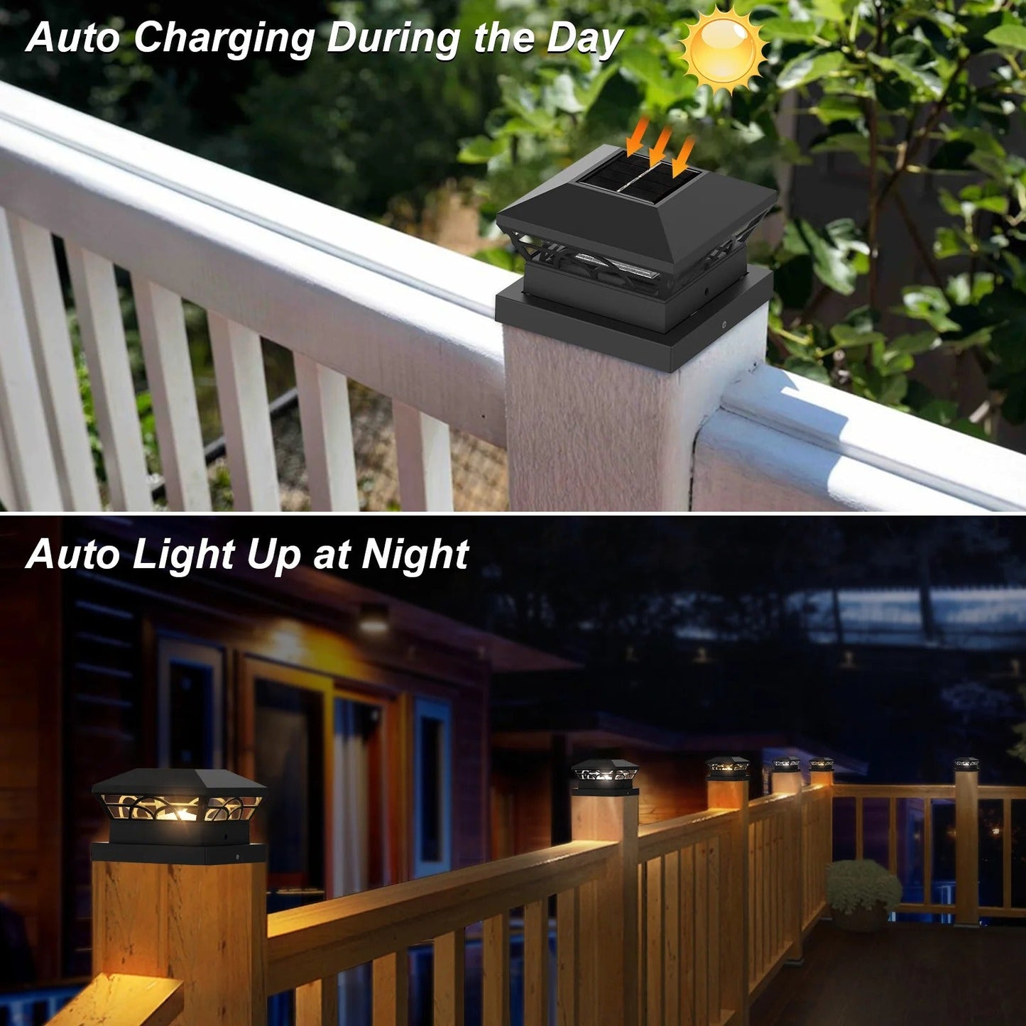 Skorter | Peake Solar Post Cap Light - Durable Outdoor Solar Post Lights for Fence Posts