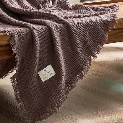 Skorter | Allison Tassel Cotton Blanket 100% Woven Throw Blanket