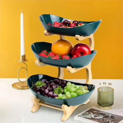 Skorter | BambuNest – Modern Bamboo Fruit Basket with Removable Trays & Multi-Tier Design