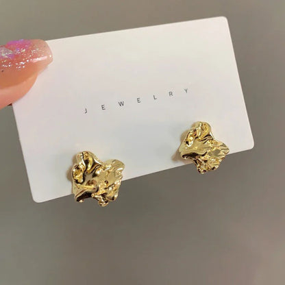Skorter | Unique Metallic Crumpled Small Stud Earrings For Women