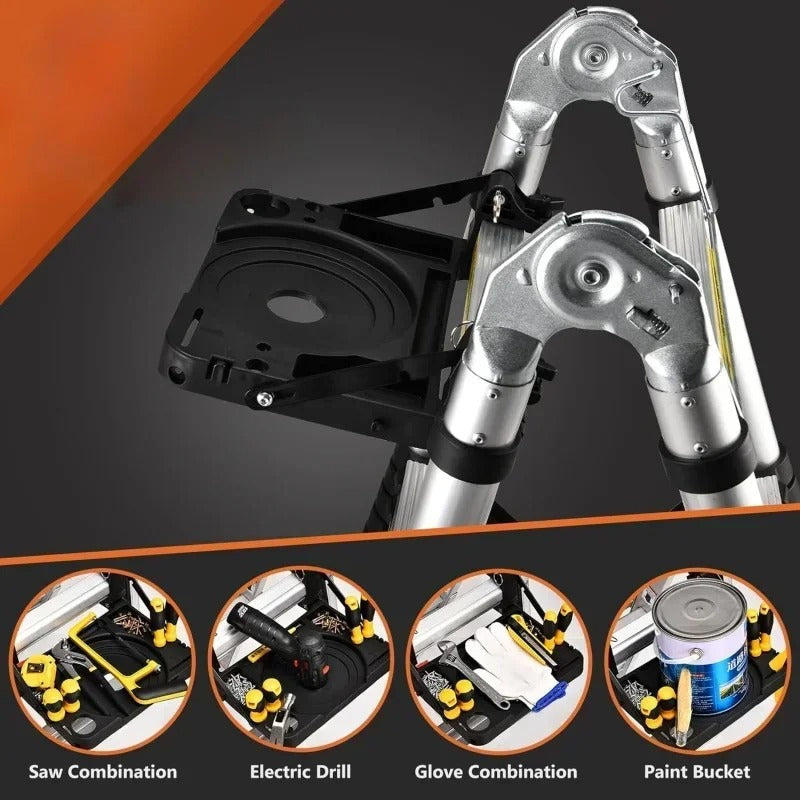 Skorter | Collapsible Extendable Ladder UK – Telescopic Ladder with Non-Slip Feet, Soft-Close System for Indoor & Outdoor Use