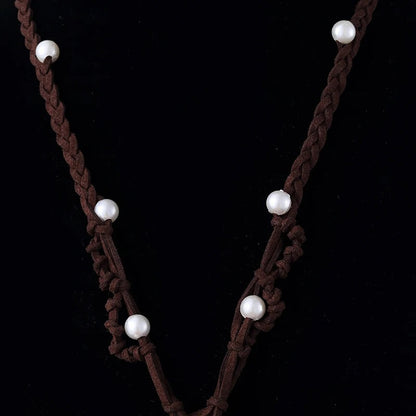 Skorter | Blue Charm Ocean Rope Chain Faux Pearl Choker Necklaces