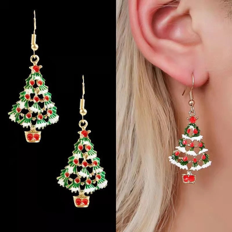 Skorter | Colorful Festive Zircon Christmas Tree Earrings For Women