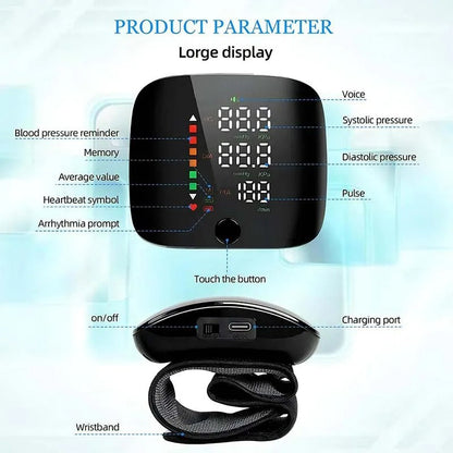 Skorter | Smart Wrist Blood Pressure Monitor – Electronic Portable Sphygmomanometer with Voice Alerts