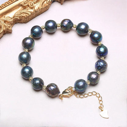 Skorter | Adjustable Bracelet With Natural Baroque Pearl Beads For Women