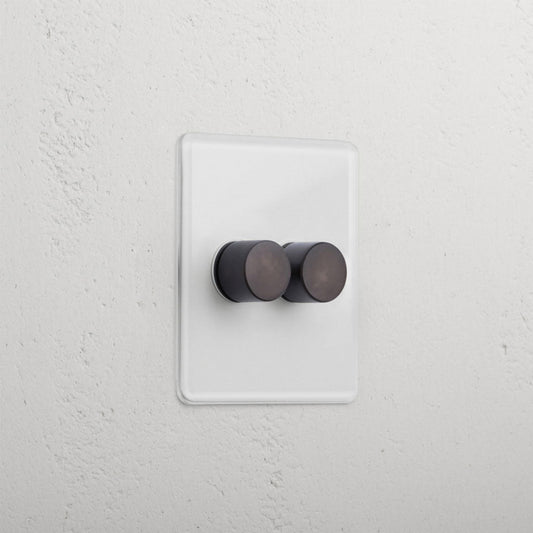 Skorter | 2G Two Way Dimmer Slimline Switch - Clear Bronze