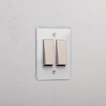 Skorter | 2G Two Way Rocker Slimline Switch - Clear Polished Nickel White