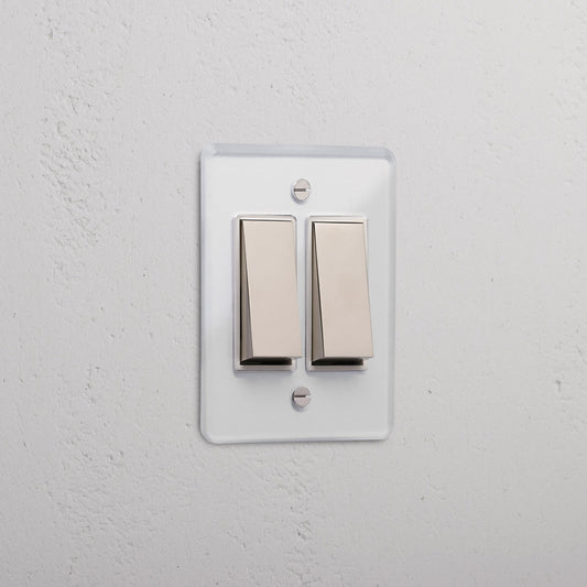 Skorter | 2G Two Way Rocker Slimline Switch - Clear Polished Nickel White