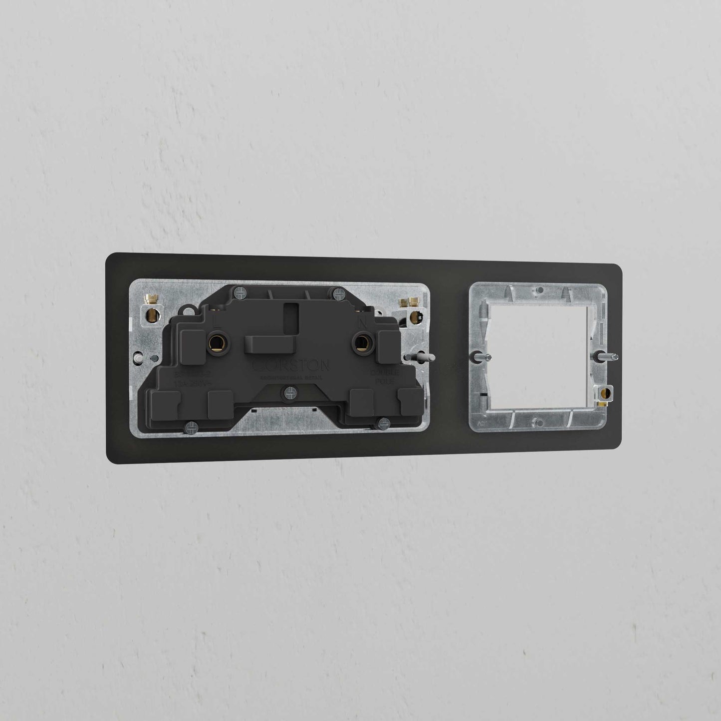 Skorter | 1G 50mm Module & Double Socket UK Plate - Bronze Black