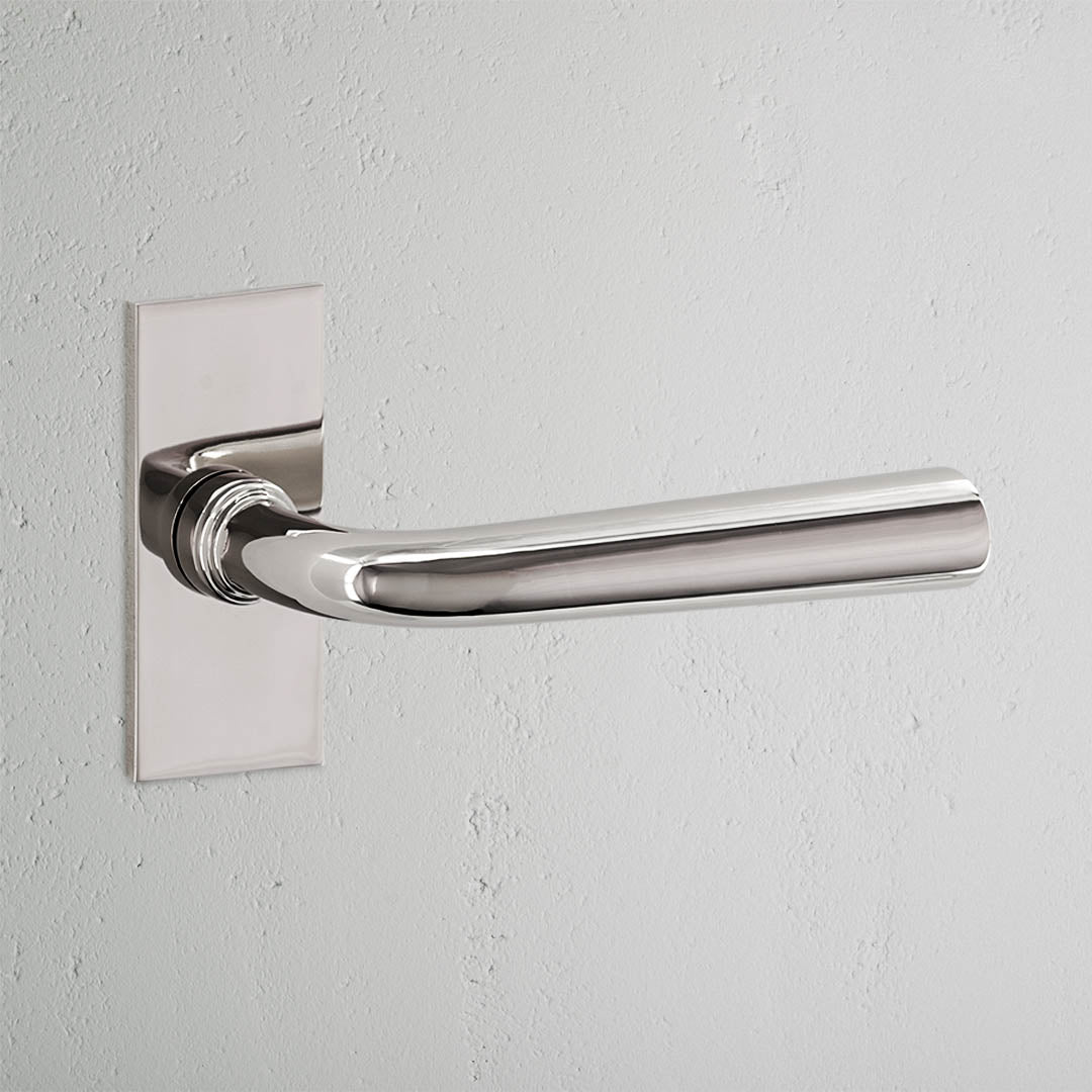 Skorter | Apsley Short Plate Fixed Door Handle - Polished Nickel