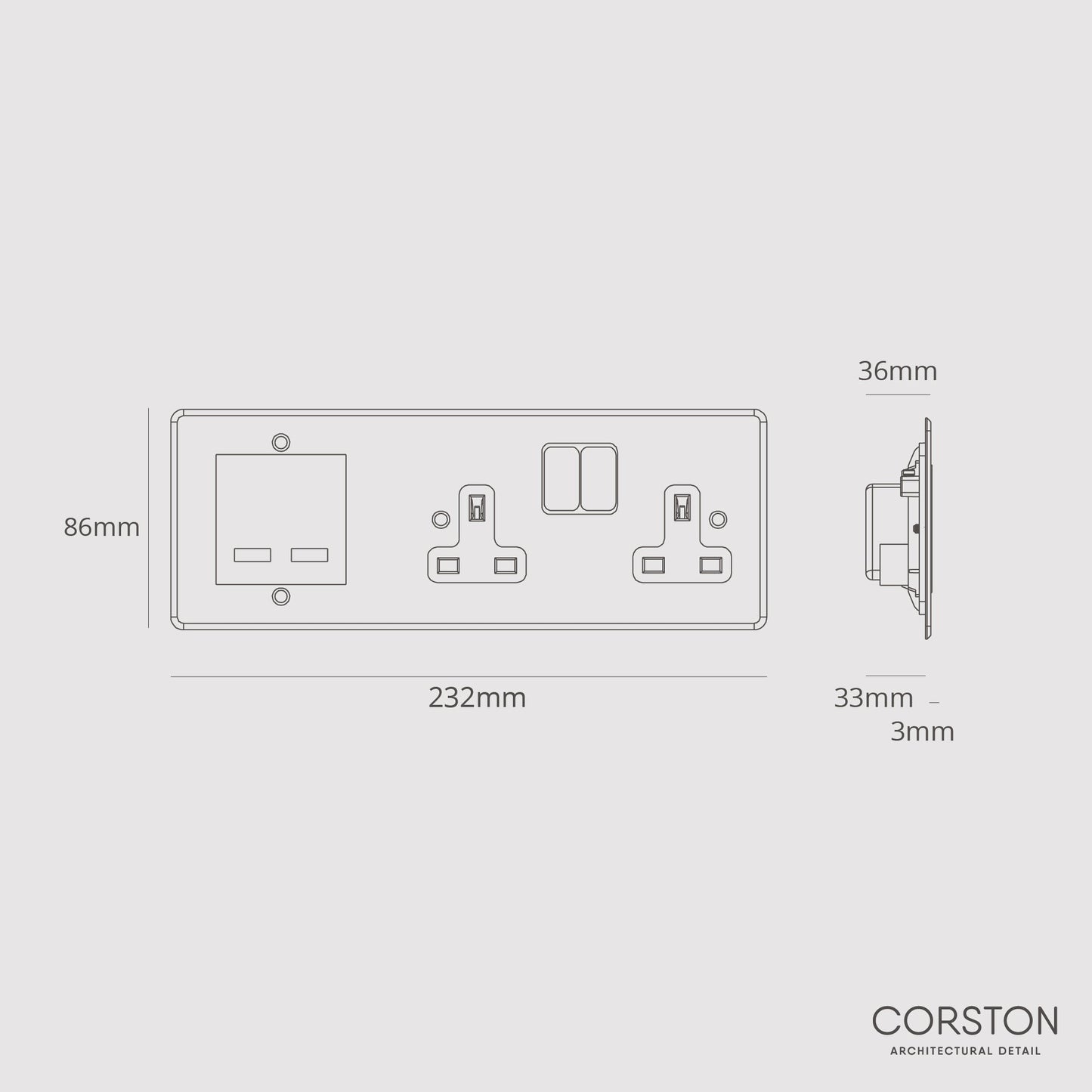 Skorter | Double Outlet + USB A+C Fast Charging - Clear White