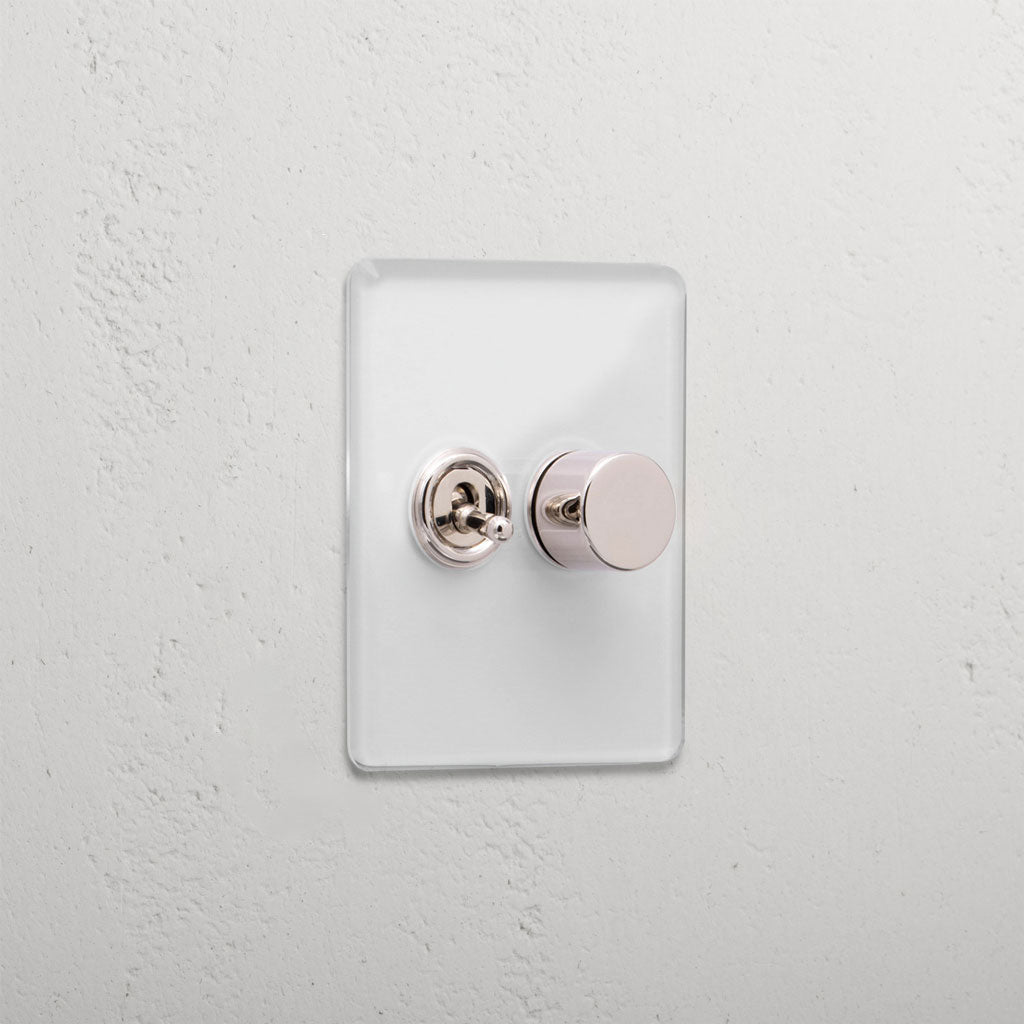 Skorter | 2G Mixed Slimline Switch 1T1D - Bright Polished Nickel