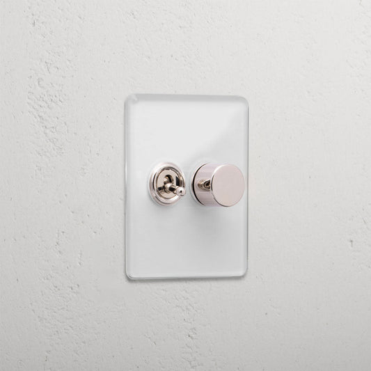 Skorter | 2G Mixed Slimline Switch 1T1D - Bright Polished Nickel