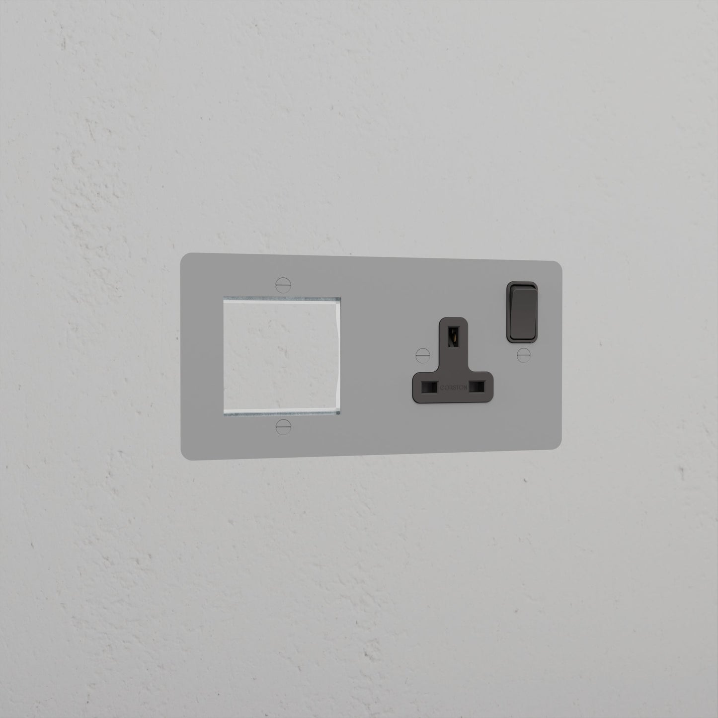 Skorter | 1G 50mm Module & Single Socket UK Plate - Malbar Black