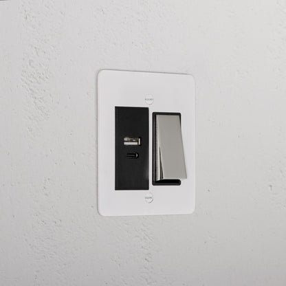 Skorter | 1G Two Way Rocker + USB A+C Slimline Switch - Malbar Polished Nickel Black