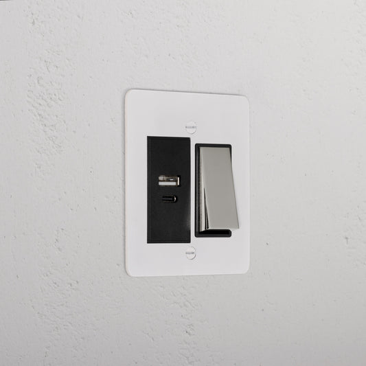 Skorter | 1G Two Way Rocker + USB A+C Slimline Switch - Malbar Polished Nickel Black