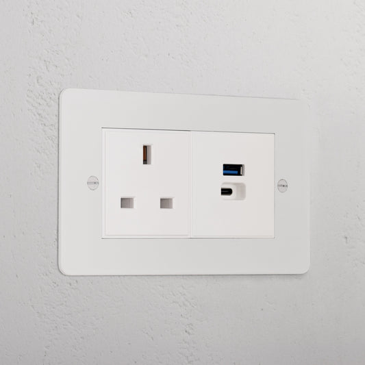 Skorter | 13A Socket + USB A+C Fast Charging - Malbar White