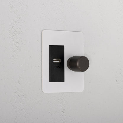 Skorter | 1G Two Way Dimmer + USB A+C Slimline Switch - Malbar Bronze Black