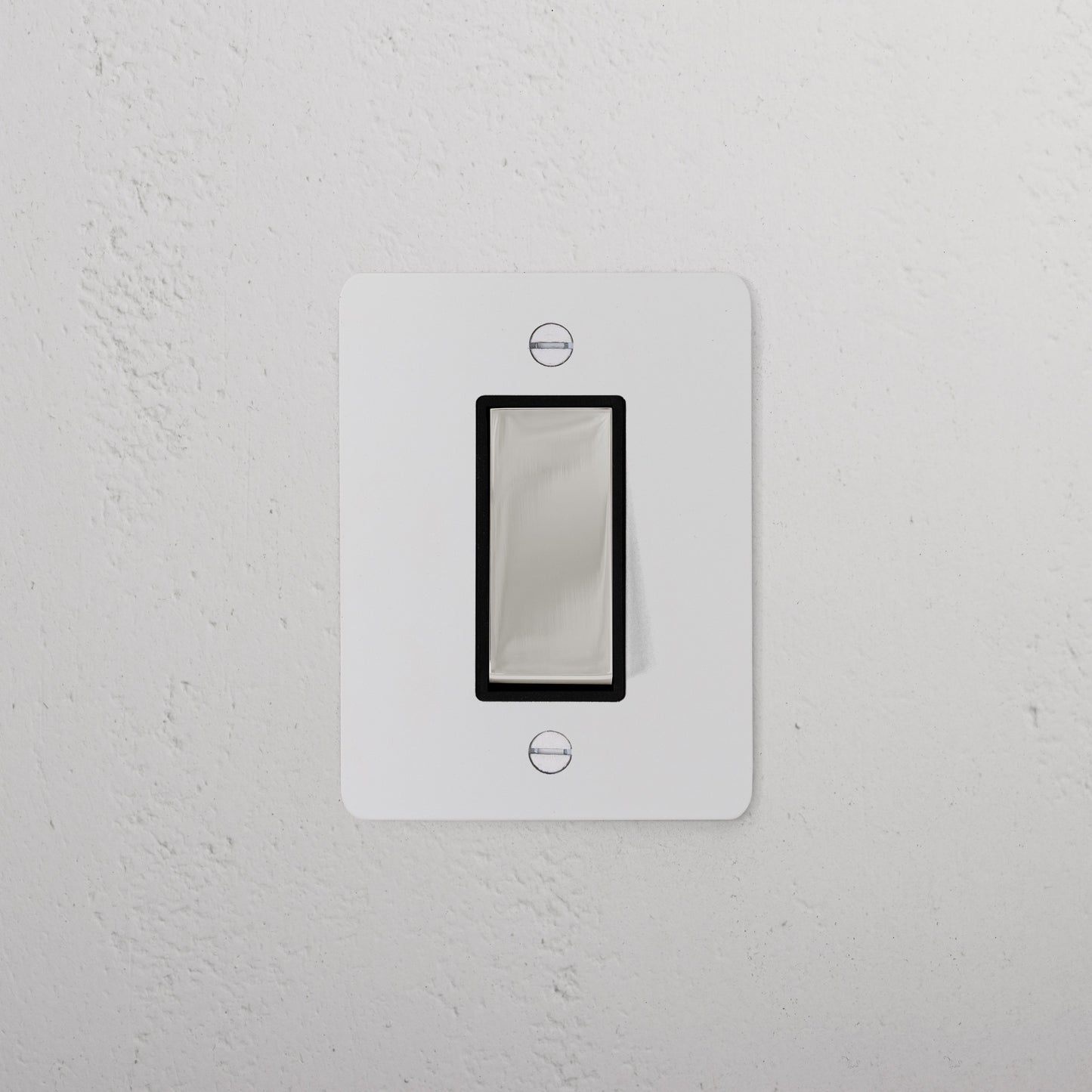 Skorter | 1G Two Way Rocker Slimline Switch - Matt Polished Nickel Black