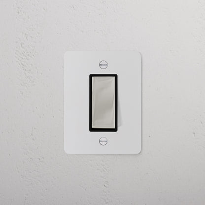 Skorter | 1G Two Way Rocker Slimline Switch - Matt Polished Nickel Black