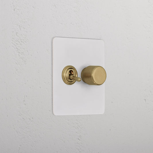 Skorter | 2G Mixed Slimline Switch 1T1D - Malbar Antique Brass