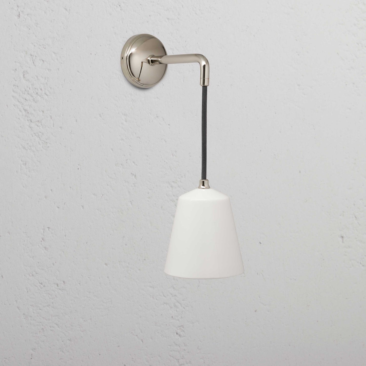 Skorter | Richmond Small Hanging Wall Lamp Beautiful Porcelain - Polished Nickel