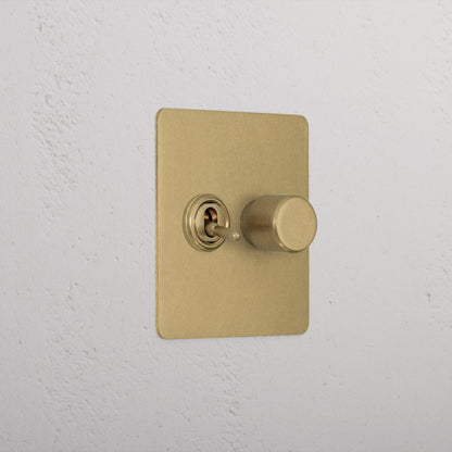 Skorter | 2G Mixed Slimline Switch 1T1D - Antique Brass