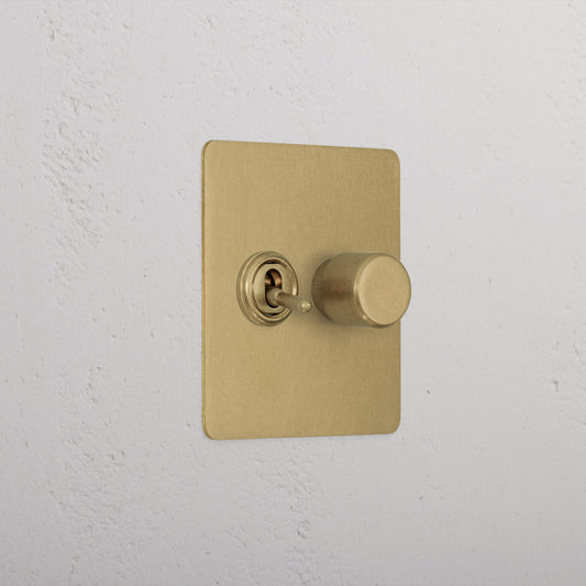 Skorter | 2G Mixed Slimline Switch 1T1D - Antique Brass