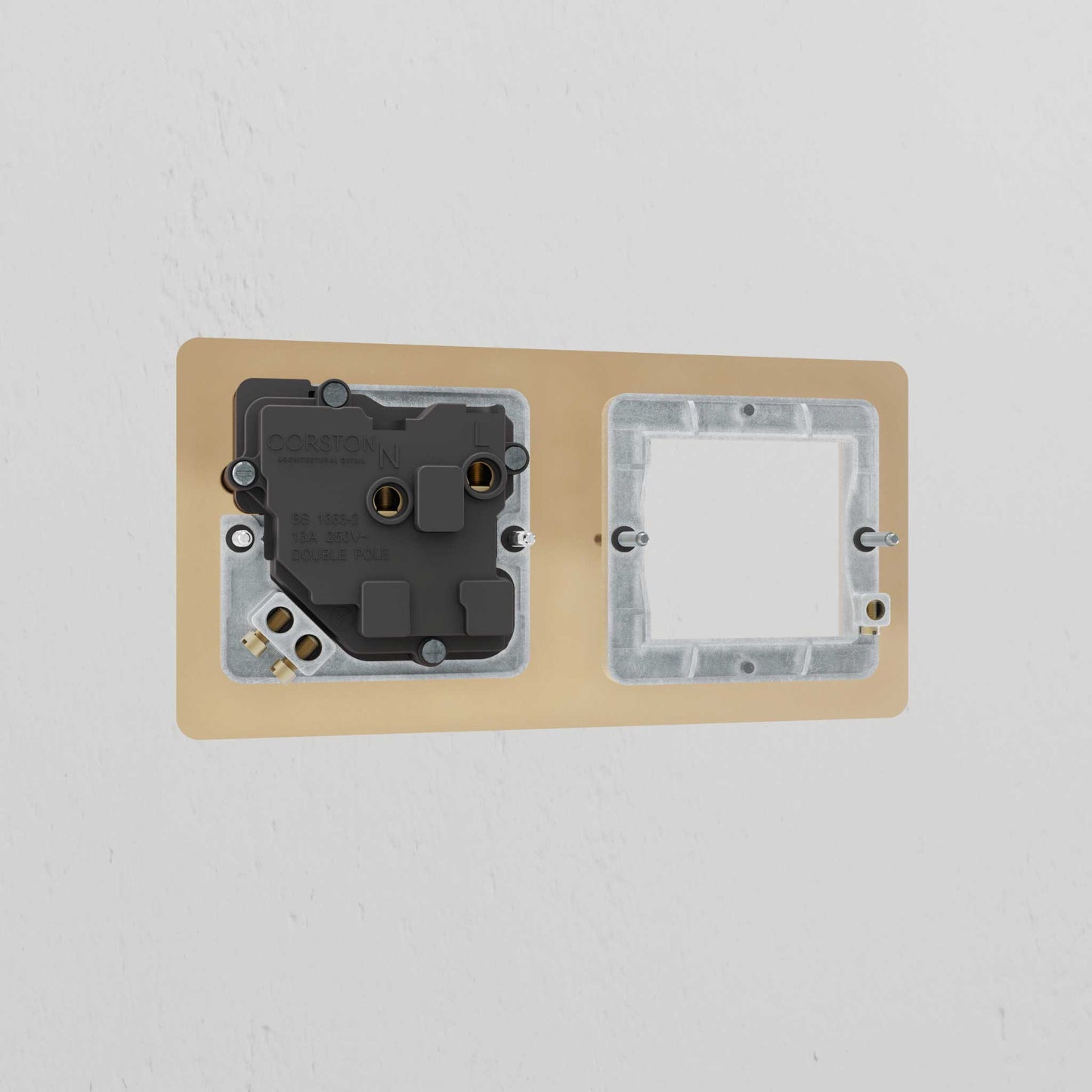 Skorter | 1G 50mm Module & Single Socket UK Plate - Antique Brass Black