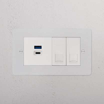 Skorter | 2x CAT 6 + USB A+C Fast charging outlet - Malbar White