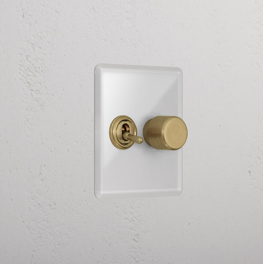Skorter | 2G Mixed Slimline Switch 1T1D - Clear Antique Brass