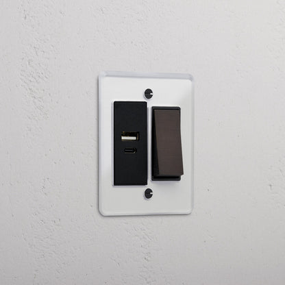 Skorter | 1G Two Way Rocker + USB A+C Slimline Switch - Clear Bronze Black