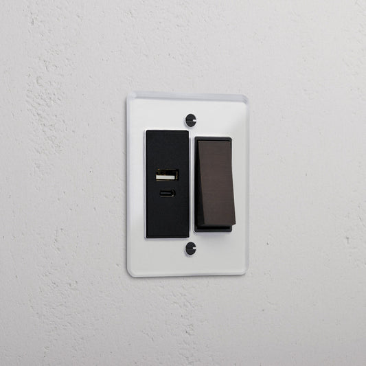 Skorter | 1G Two Way Rocker + USB A+C Slimline Switch - Clear Bronze Black