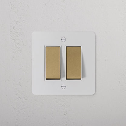 Skorter | 2G Two Way Rocker Switch - Malbar Antique Brass White